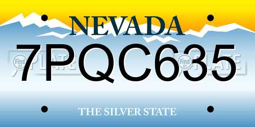 7PQC635 Nevada License Plate
