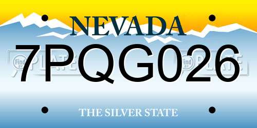 7PQG026 Nevada License Plate