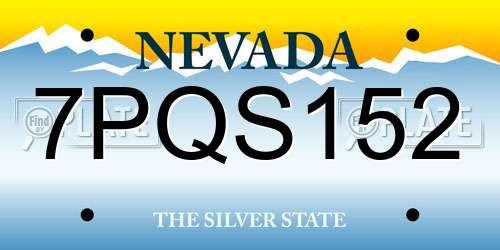 7PQS152 Nevada License Plate