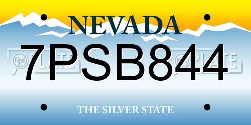 7PSB844 Nevada License Plate