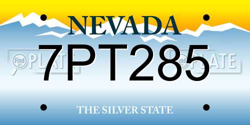 7PT285 Nevada License Plate