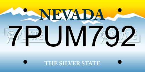 7PUM792 Nevada License Plate