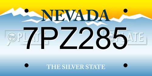7PZ285 Nevada License Plate