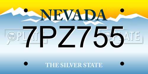 7PZ755 Nevada License Plate