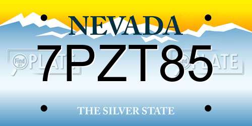 7PZT85 Nevada License Plate