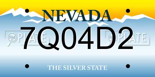 7Q04D2 Nevada License Plate