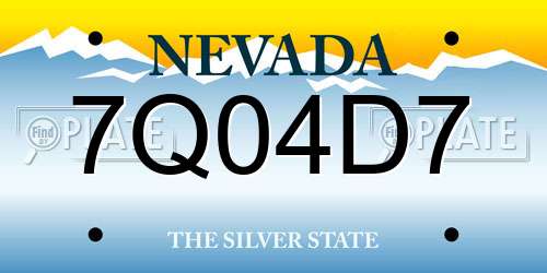 7Q04D7 Nevada License Plate