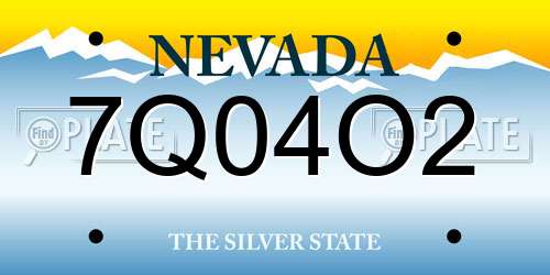7Q04O2 Nevada License Plate