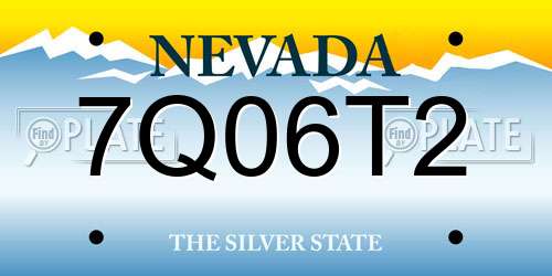 7Q06T2 Nevada License Plate