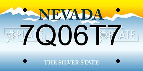 7Q06T7 Nevada License Plate