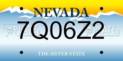 7Q06Z2 Nevada License Plate