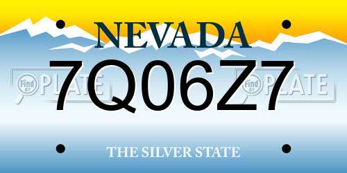 7Q06Z7 Nevada License Plate