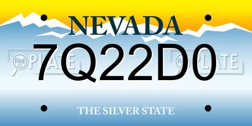 7Q22D0 Nevada License Plate