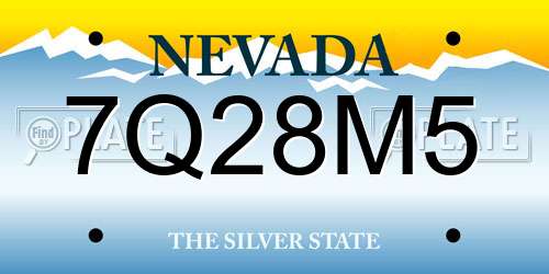 7Q28M5 Nevada License Plate