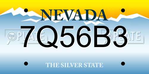 7Q56B3 Nevada License Plate