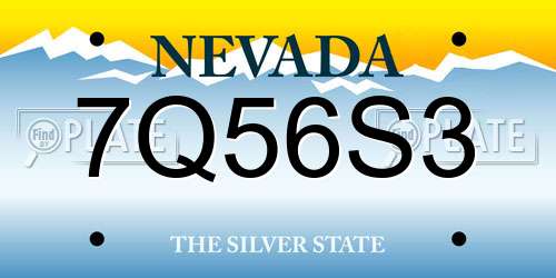 7Q56S3 Nevada License Plate