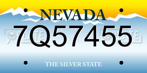 7Q57455 Nevada License Plate