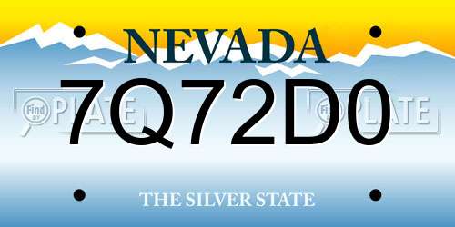 7Q72D0 Nevada License Plate