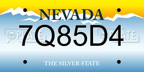 7Q85D4 Nevada License Plate