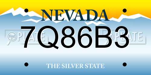 7Q86B3 Nevada License Plate