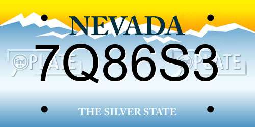 7Q86S3 Nevada License Plate