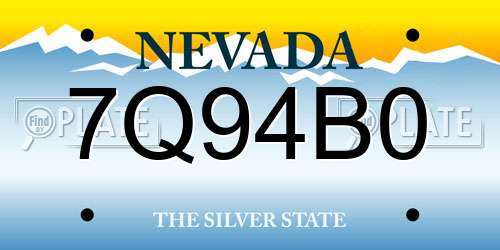 7Q94B0 Nevada License Plate