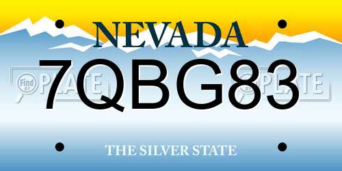 7QBG83 Nevada License Plate