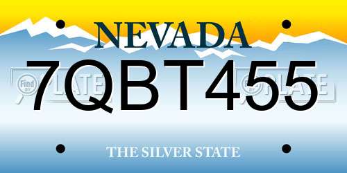 7QBT455 Nevada License Plate