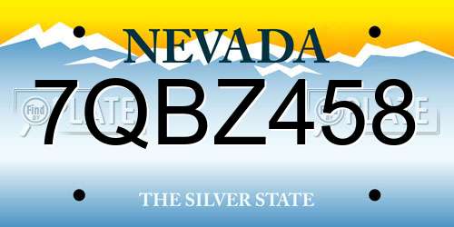 7QBZ458 Nevada License Plate