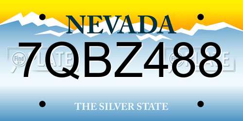 7QBZ488 Nevada License Plate