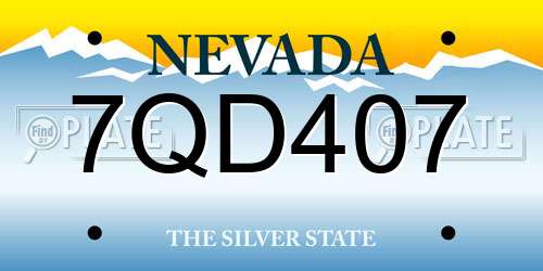 7QD407 Nevada License Plate
