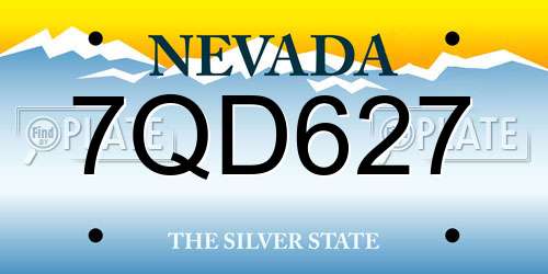 7QD627 Nevada License Plate