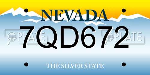 7QD672 Nevada License Plate