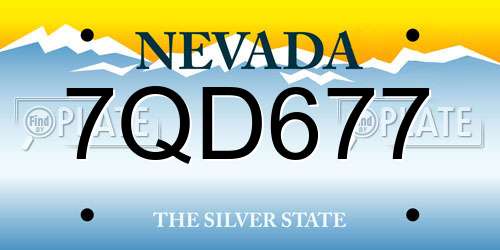 7QD677 Nevada License Plate