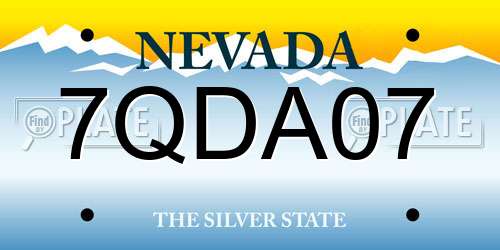 7QDA07 Nevada License Plate