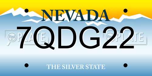 7QDG22 Nevada License Plate