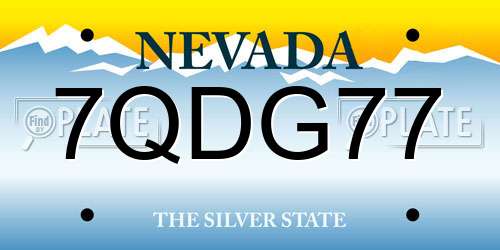 7QDG77 Nevada License Plate