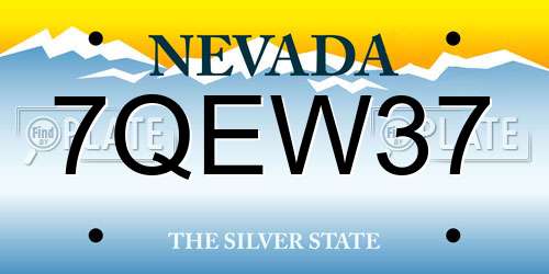 7QEW37 Nevada License Plate
