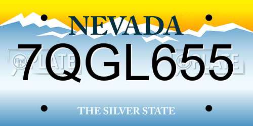 7QGL655 Nevada License Plate