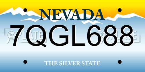 7QGL688 Nevada License Plate