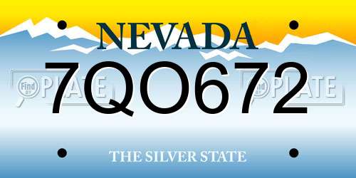 7QO672 Nevada License Plate
