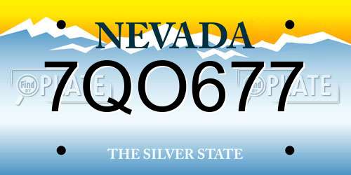 7QO677 Nevada License Plate