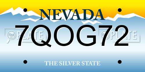 7QOG72 Nevada License Plate