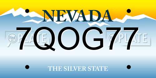 7QOG77 Nevada License Plate