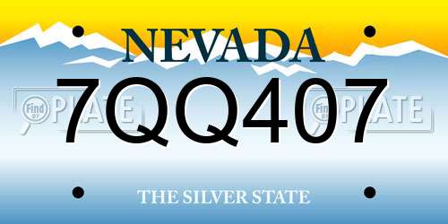 7QQ407 Nevada License Plate