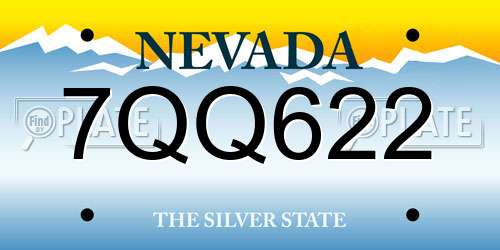 7QQ622 Nevada License Plate