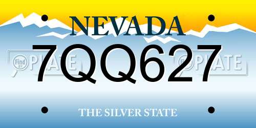 7QQ627 Nevada License Plate