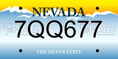 7QQ677 Nevada License Plate