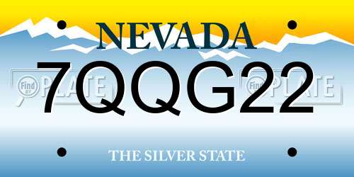7QQG22 Nevada License Plate