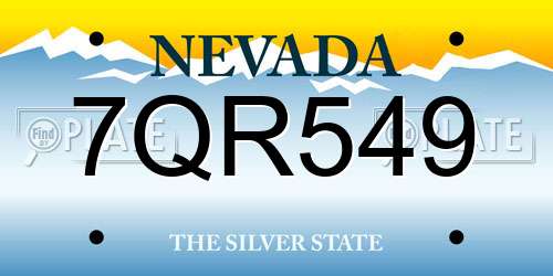 7QR549 Nevada License Plate